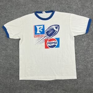 Augusta Ringer‎ TShirt Mens 2XL White Blue Pepsi Food City Football Graphic